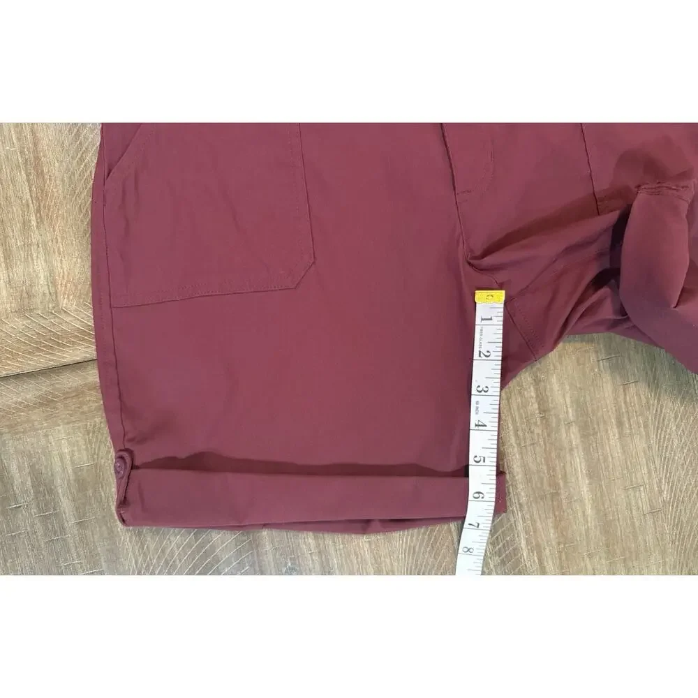 Eddie Bauer Women’s Bermuda Shorts Stretch UPF 50 Rolled Hem Burgundy Size 14